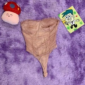 Pink ruffled strapless bodysuit